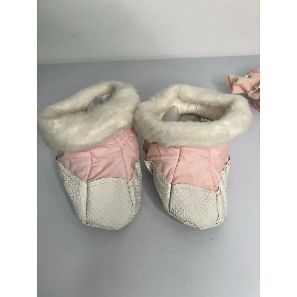 Vintage Snowsuit Quilted Pram Trundle Bundle Pink Removable Booties